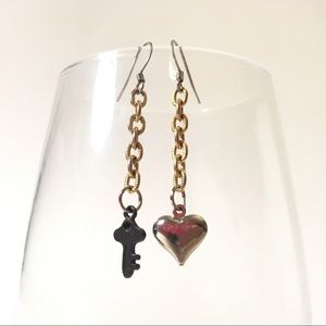 Key To My Heart Earrings OOAK Handmade